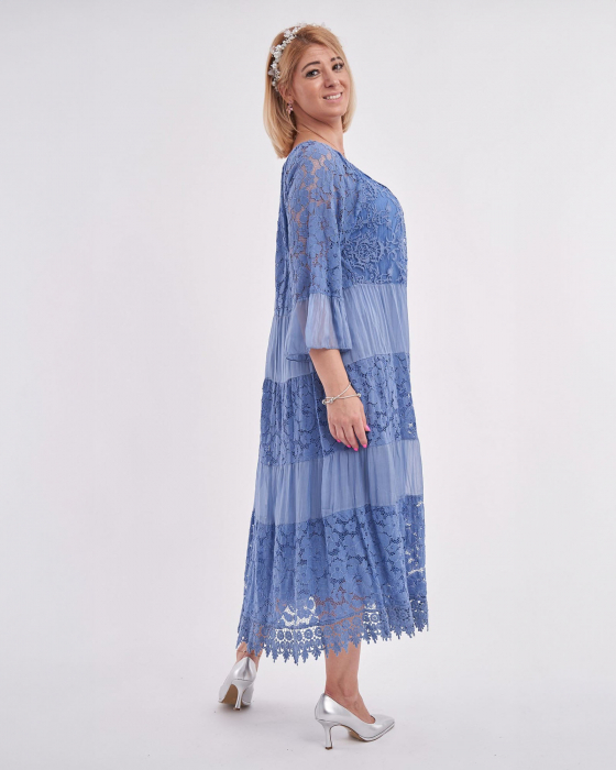 Rochie din matase cu maneca dantelata [3]