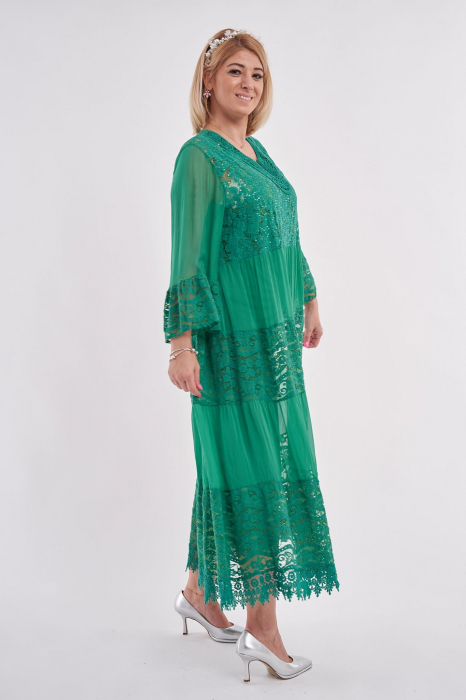 Rochie din matase dantelata verde [1]