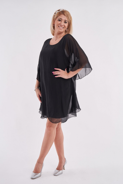 Rochie din matase si vascoza ,neagra fermecatoare [3]
