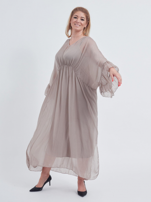 Rochie eleganta de efect, bej [3]