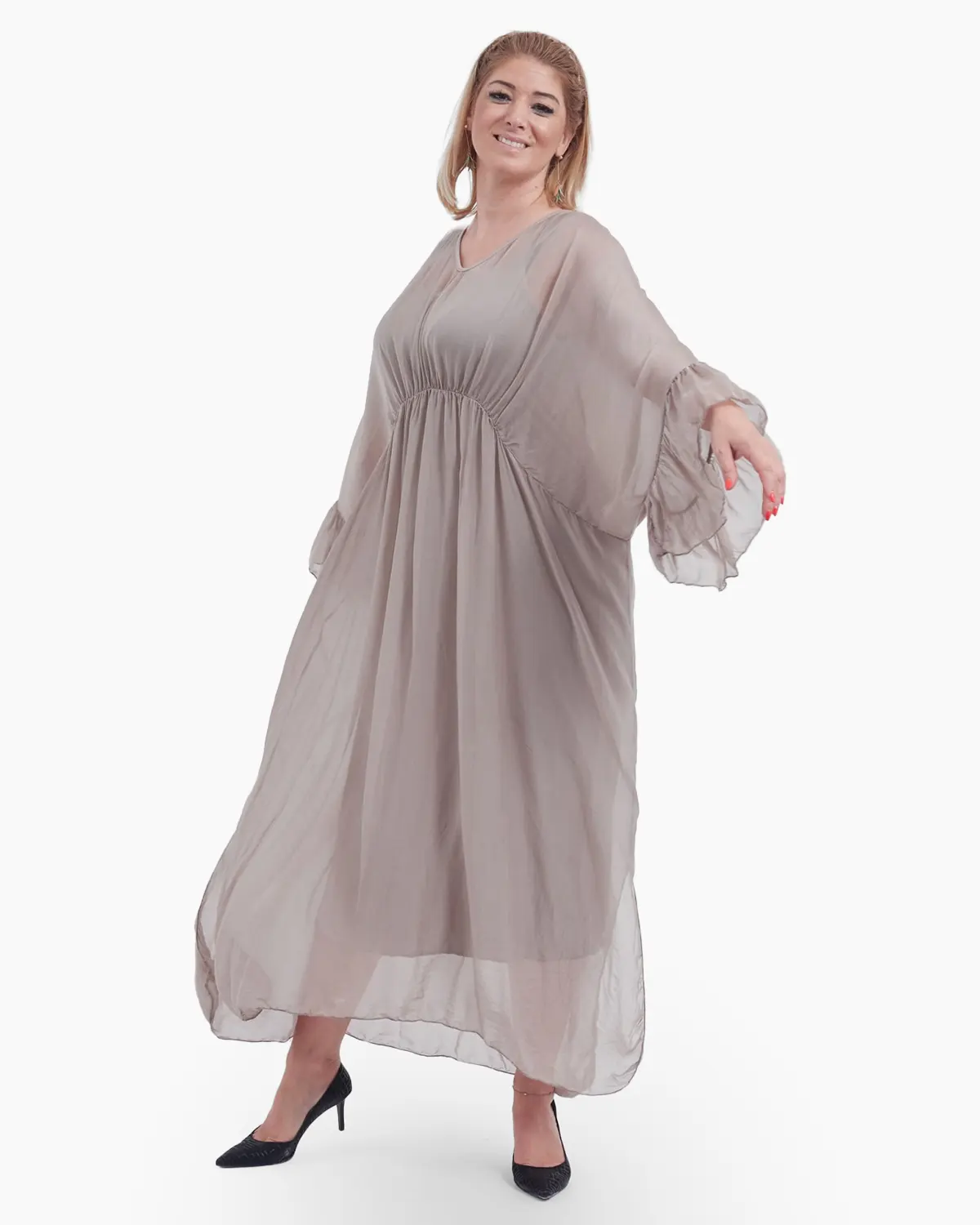 Rochie eleganta de efect, bej [3]