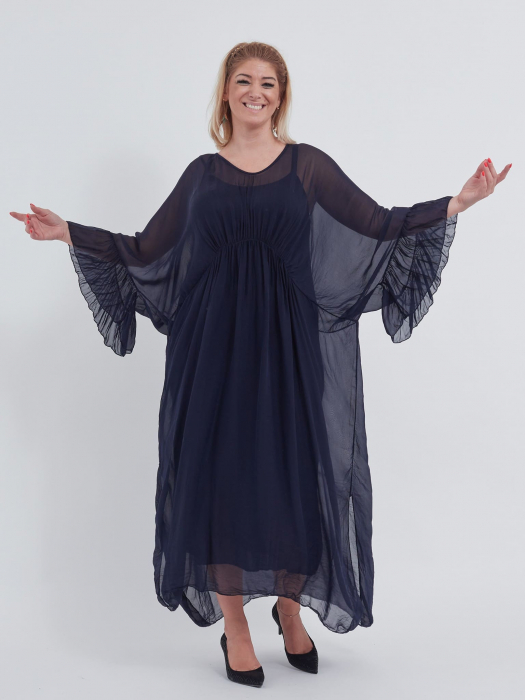 Rochie eleganta de efect, bleumarin [2]