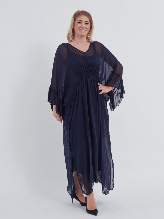 Rochie eleganta de efect, bleumarin [3]