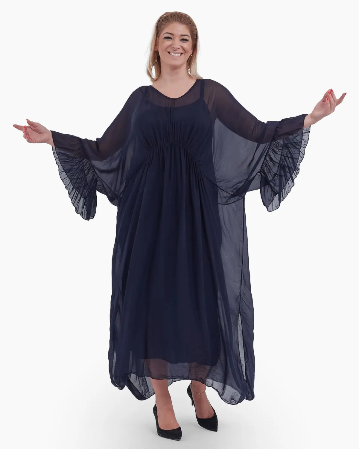 Rochie eleganta de efect, bleumarin [2]