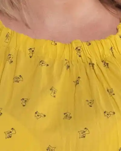 Rochie galbenă midi din bumbac cu imprimeu artistic și croială amplă [3]