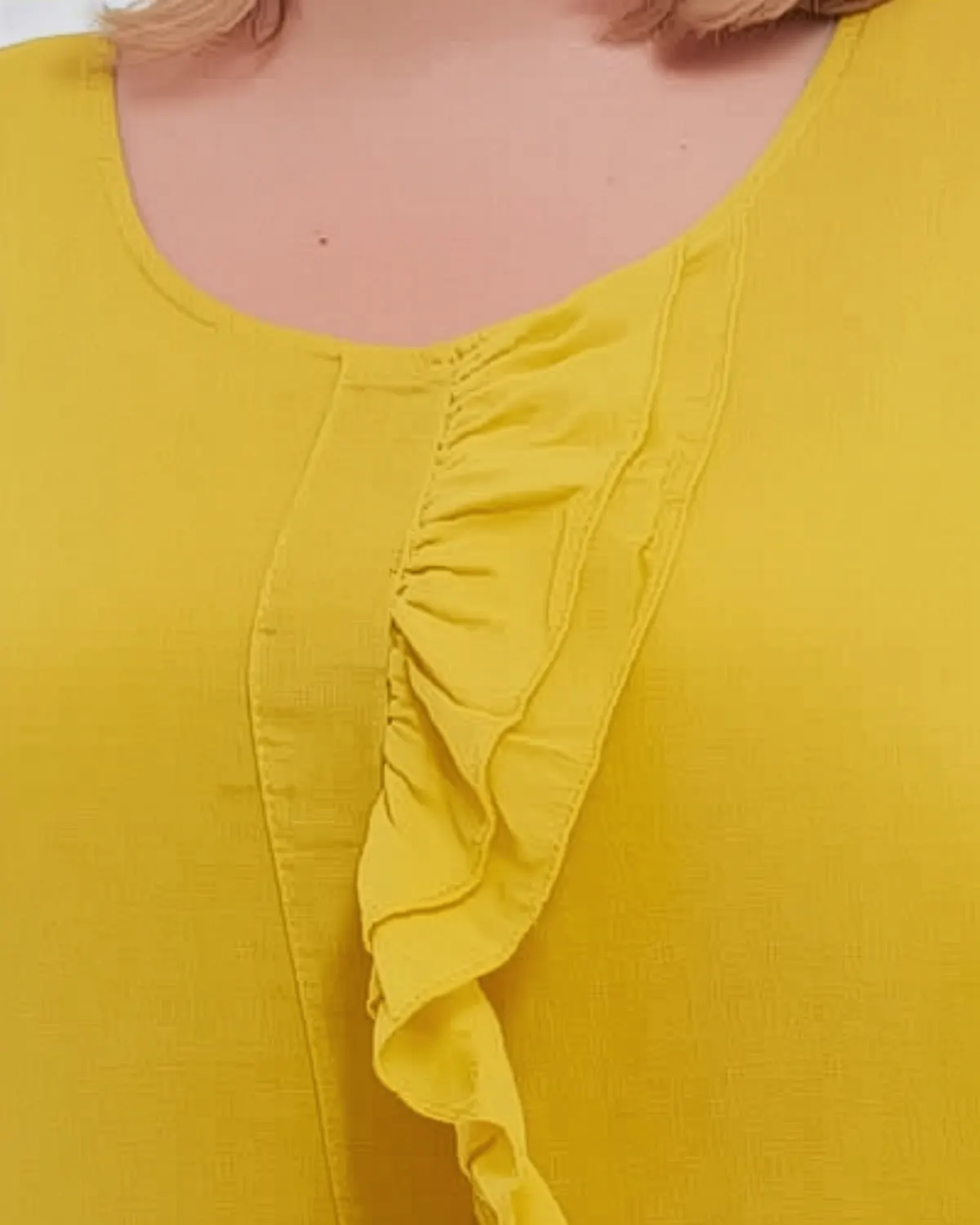 Rochie galbenă minimalistă din in maxi cu volan [5]