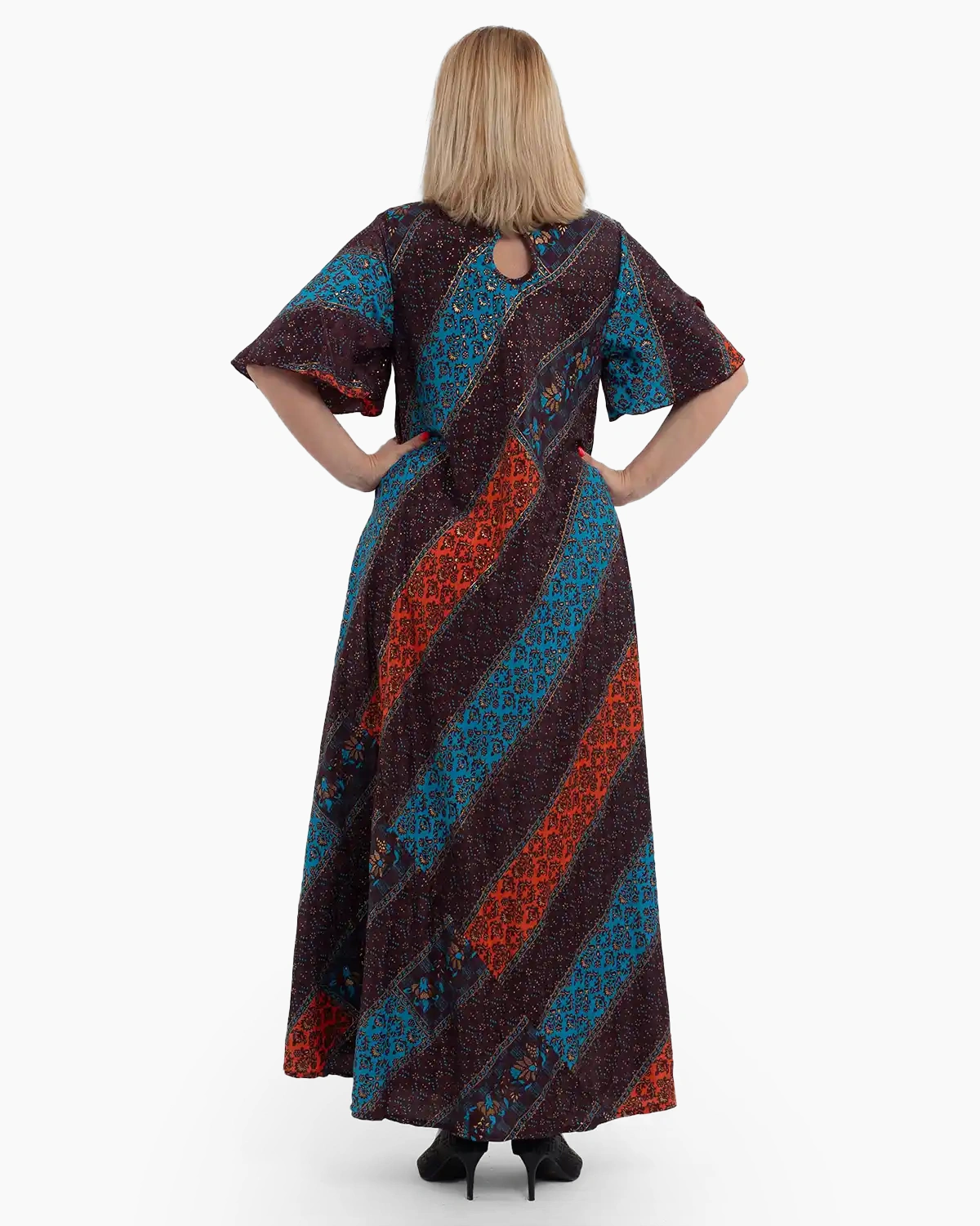 Rochie lungă din mătase multicoloră croi A [2]