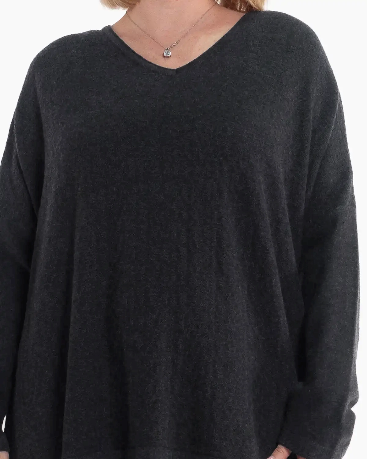 Rochie lungă gri din tricot de lână, cu eșarfă asortată [6]