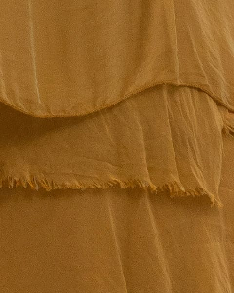 Rochie matase caramel cu volane si un overlay elegant [2]