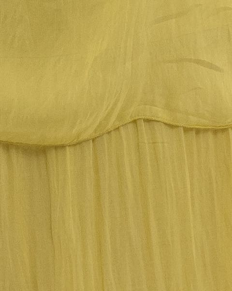 Rochie matase galbena cu un overlay elegant [2]
