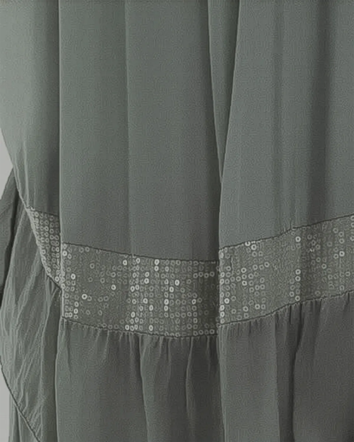 Rochie matase kaki din tesatura vaporosa si paiete discrete [2]