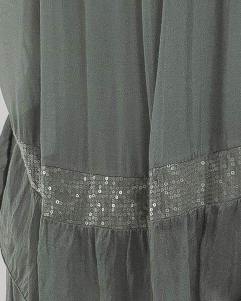 Rochie matase kaki din tesatura vaporosa si paiete discrete [2]