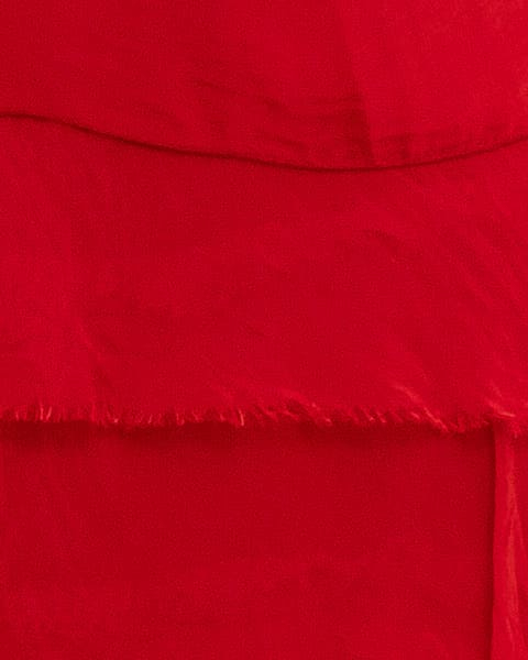 Rochie matase rosie cu volane si un overlay elegant [2]