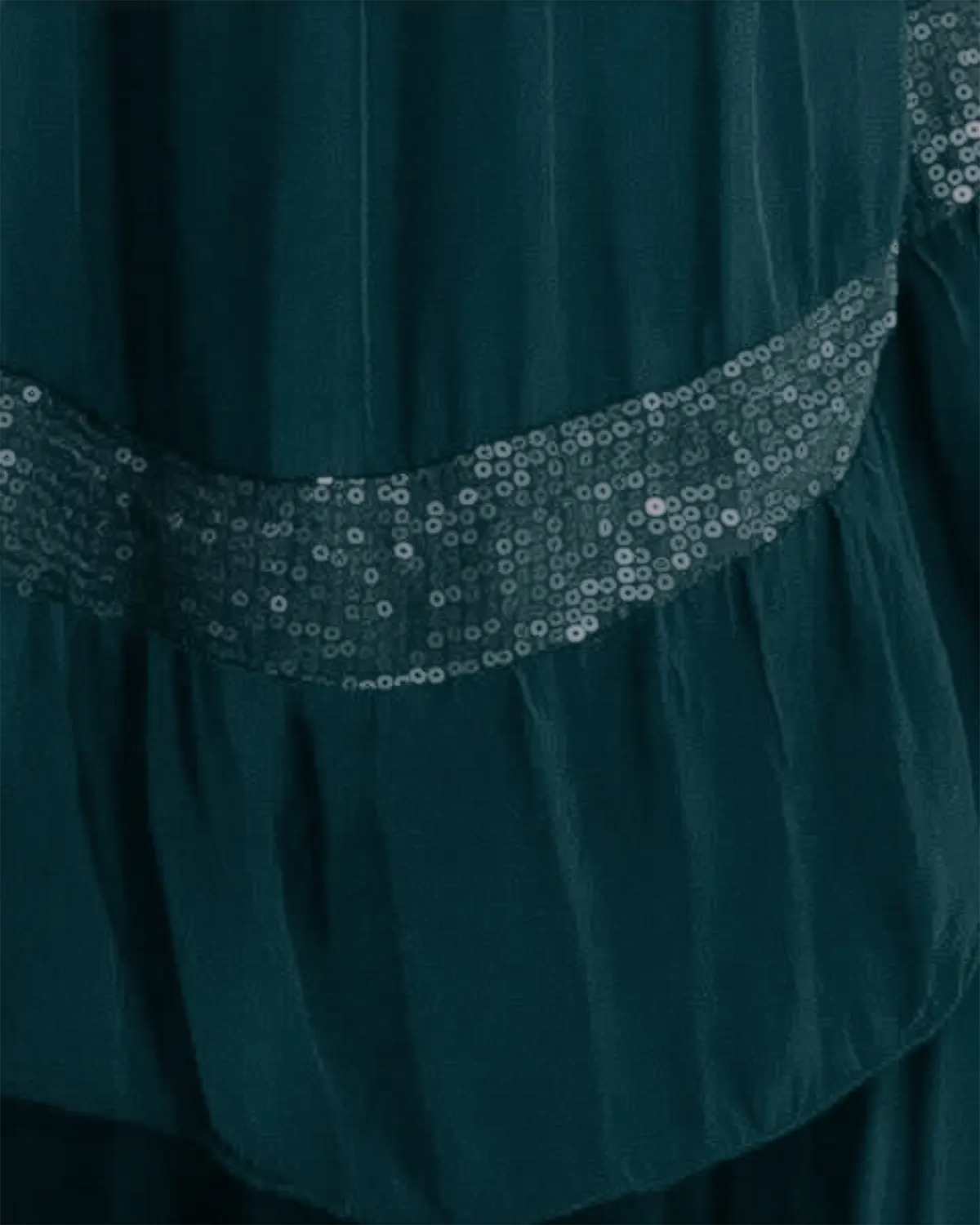 Rochie matase verde inchis din tesatura vaporosa si paiete discrete [2]