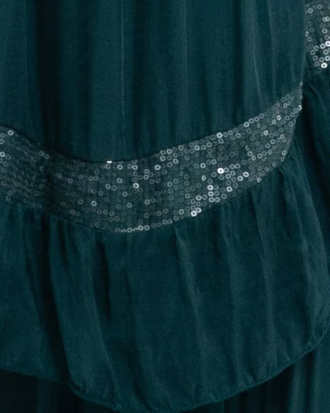 Rochie matase verde inchis din tesatura vaporosa si paiete discrete [2]