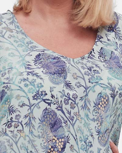 Rochie maxi bleu boho din mătase cu imprimeu floral [5]