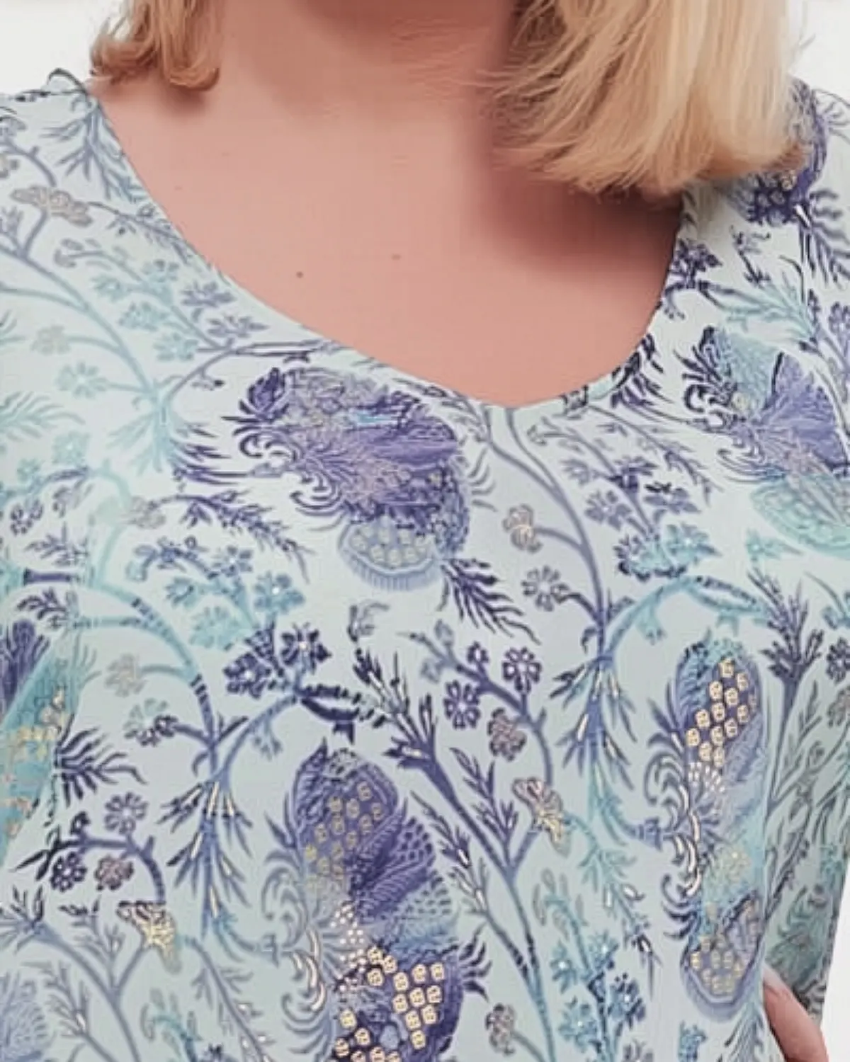 Rochie maxi bleu boho din mătase cu imprimeu floral [5]