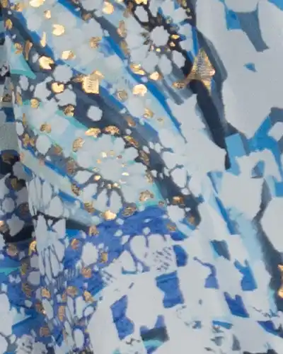 Rochie maxi boho albastră din mătase cu imprimeu arabesque [4]