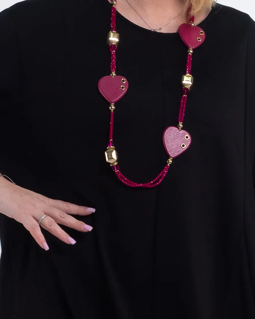 Rochie maxi neagră casual din vâscoză cu mânecă lungă [4]