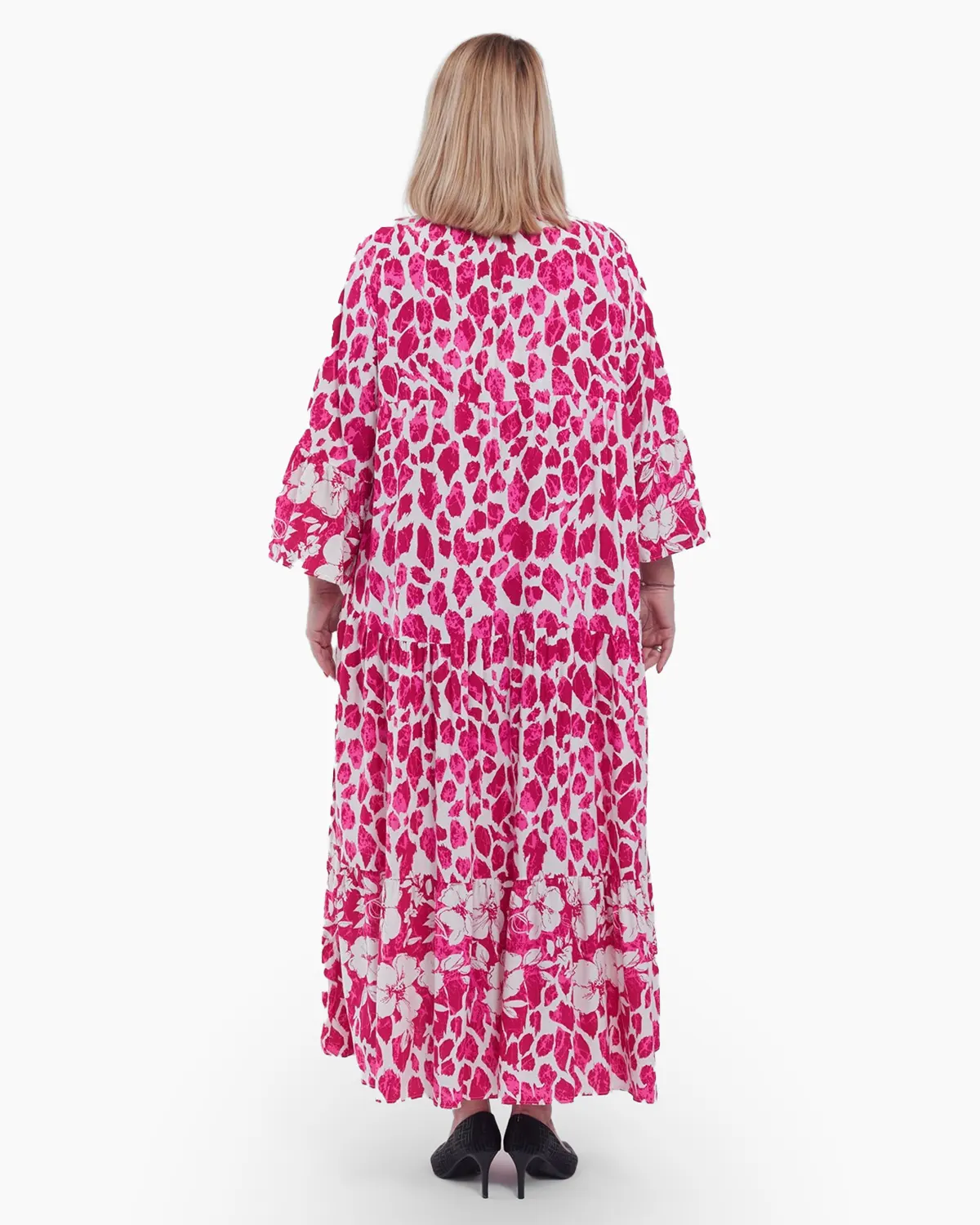 Rochie Maxi Vaporoasă cu Imprimeu Floral Roz și Alb – Stil Lejer și Elegant [4]