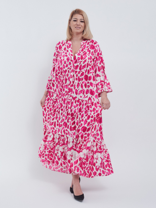 Rochie Maxi Vaporoasă cu Imprimeu Floral Roz și Alb – Stil Lejer și Elegant [3]