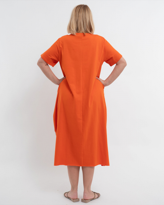 Rochie midi asimetrică din bumbac cu buzunare [2]