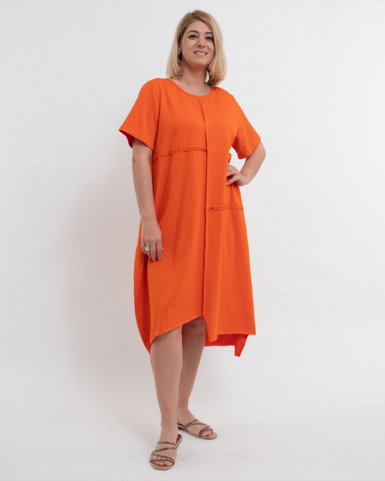Rochie midi asimetrică din bumbac cu buzunare [3]