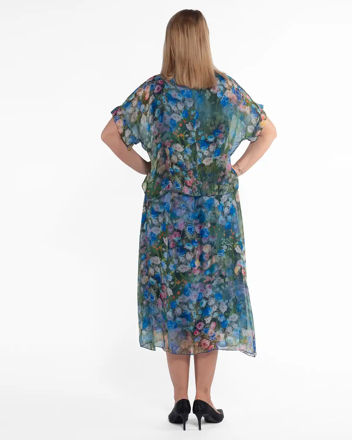 Rochie midi boho albastră cu imprimeu floral [2]