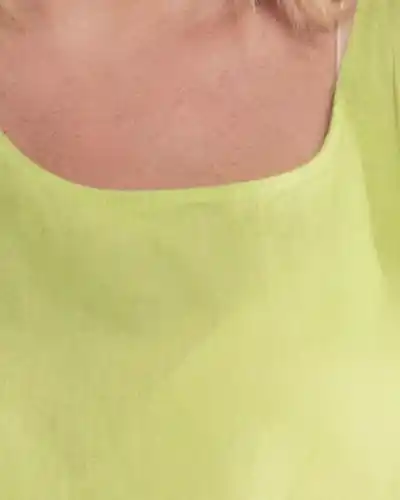 Rochie midi lime din in, amplă, cu buzunare, mărime unică [3]