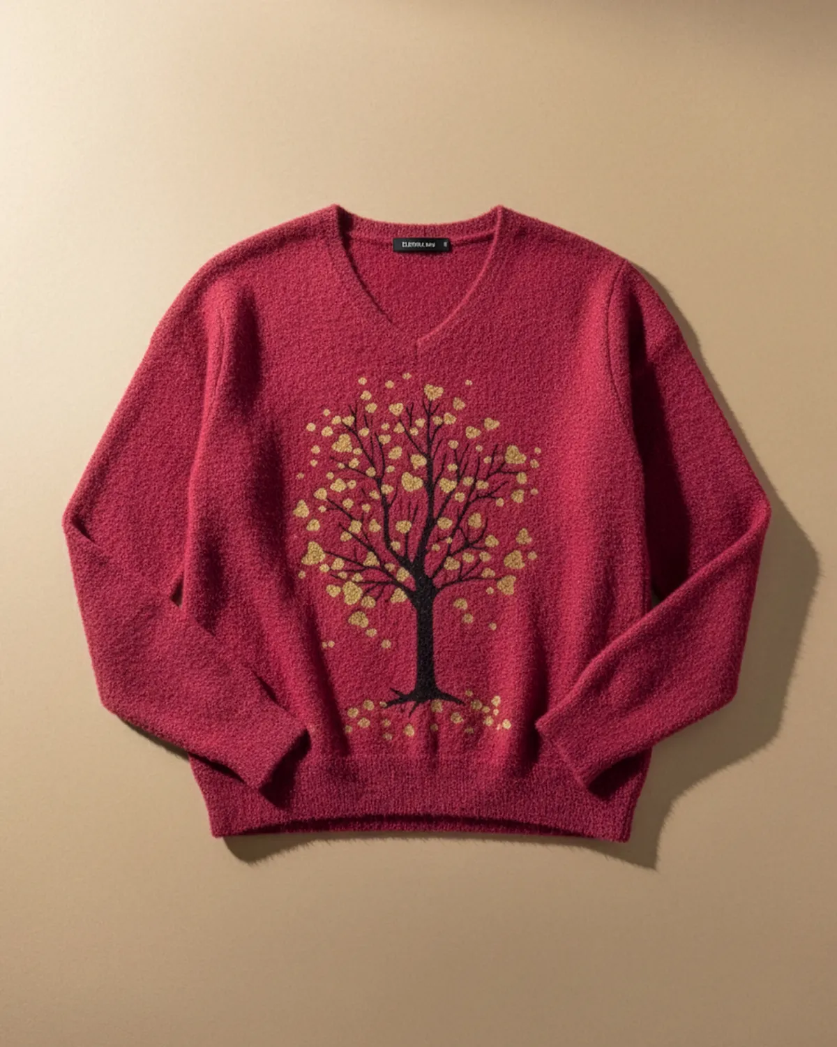 Pulover lână angora grena cu Inserții aurii [1]