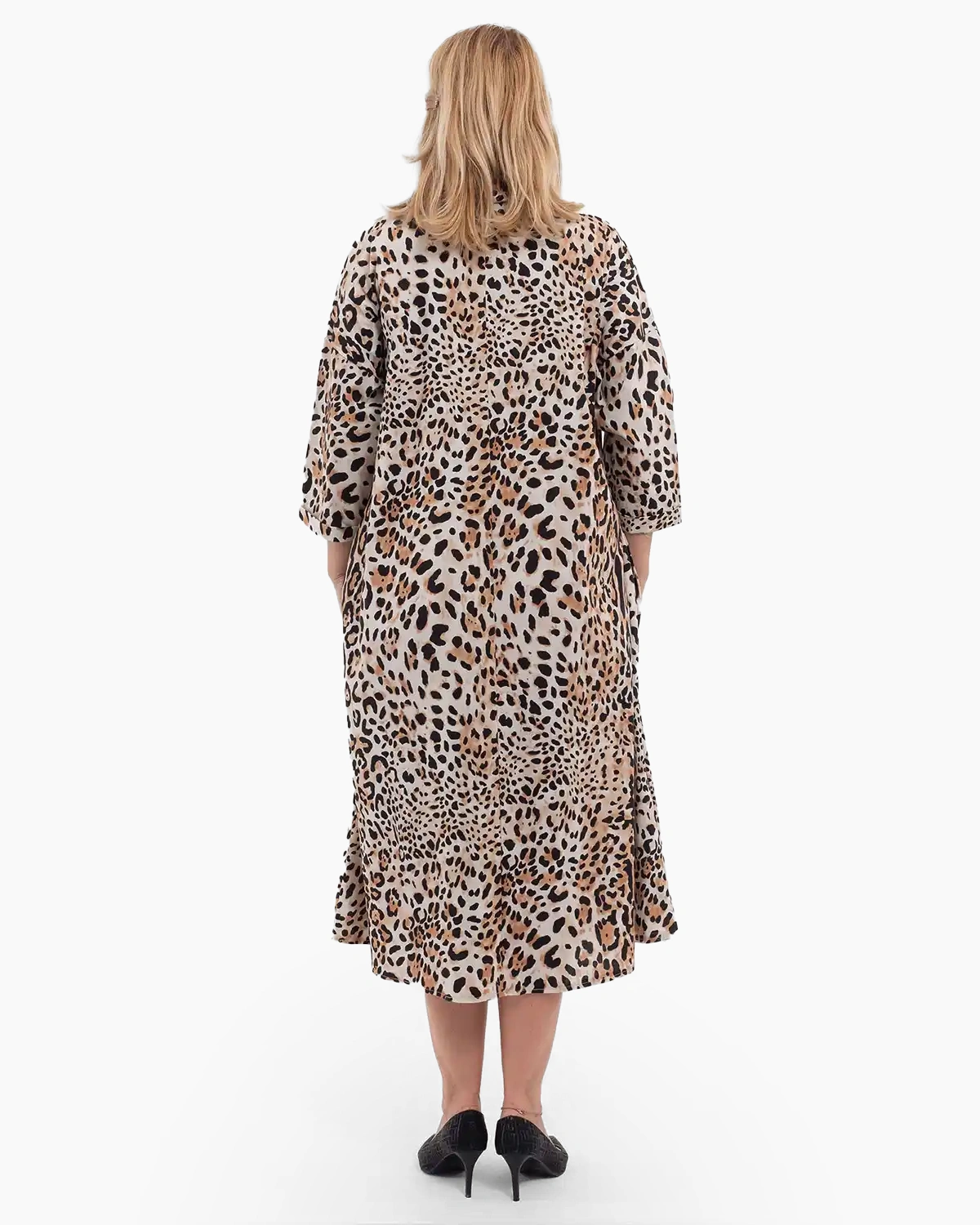Rochie midi vară din bumbac imprimeu leopard [2]