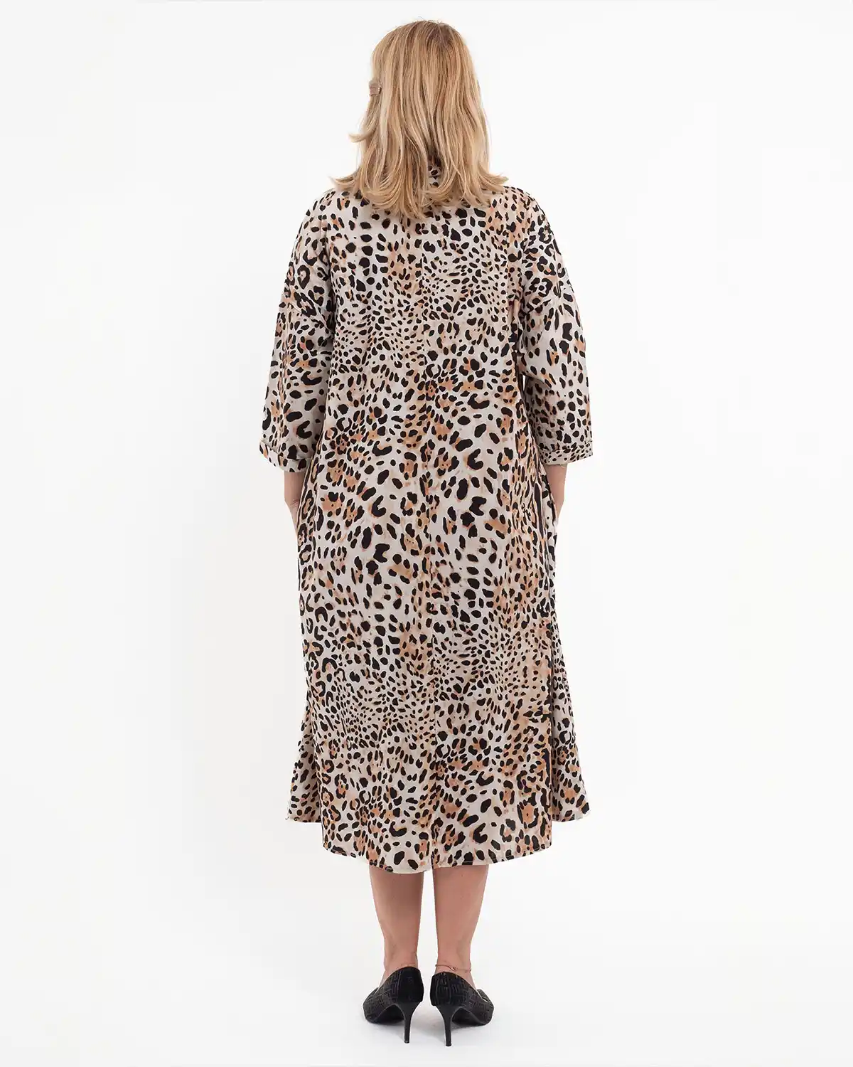 Rochie midi vară din bumbac imprimeu leopard [2]