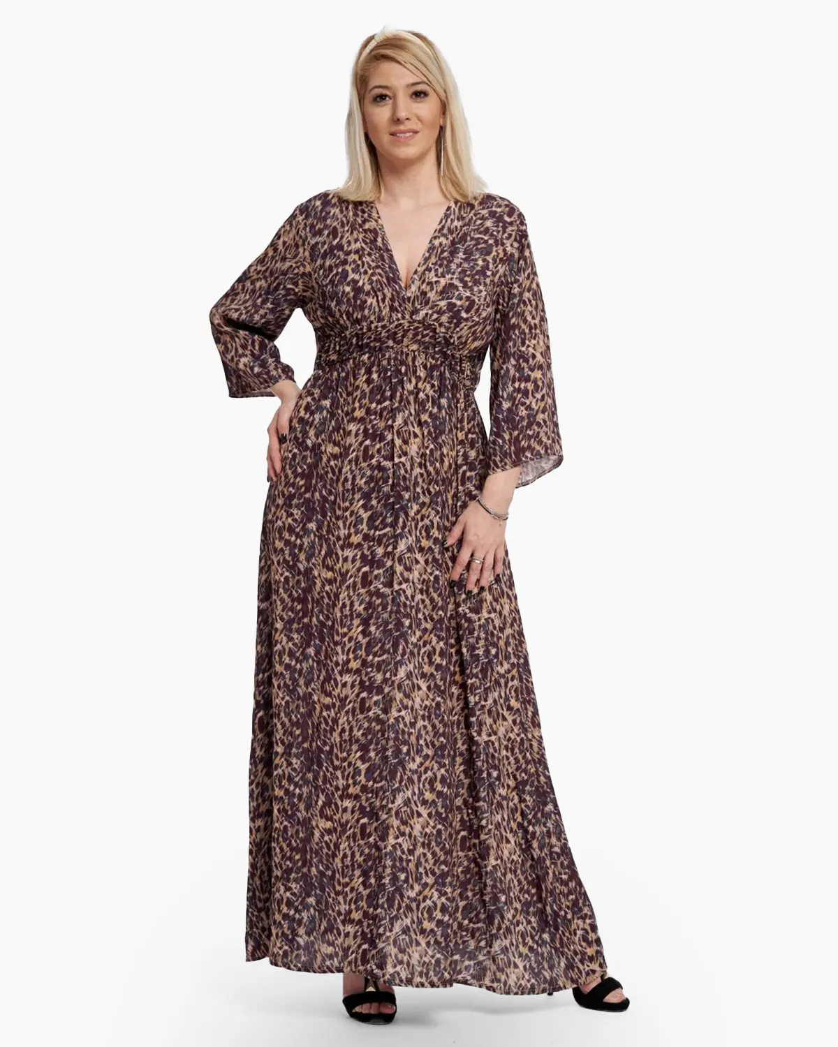 Rochie multicolora cu anchior si elastic in talie [2]