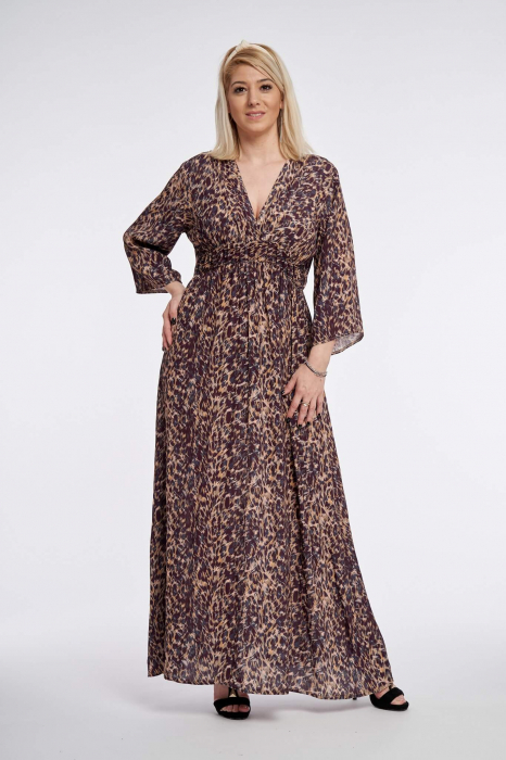 Rochie multicolora cu anchior si elastic in talie [2]