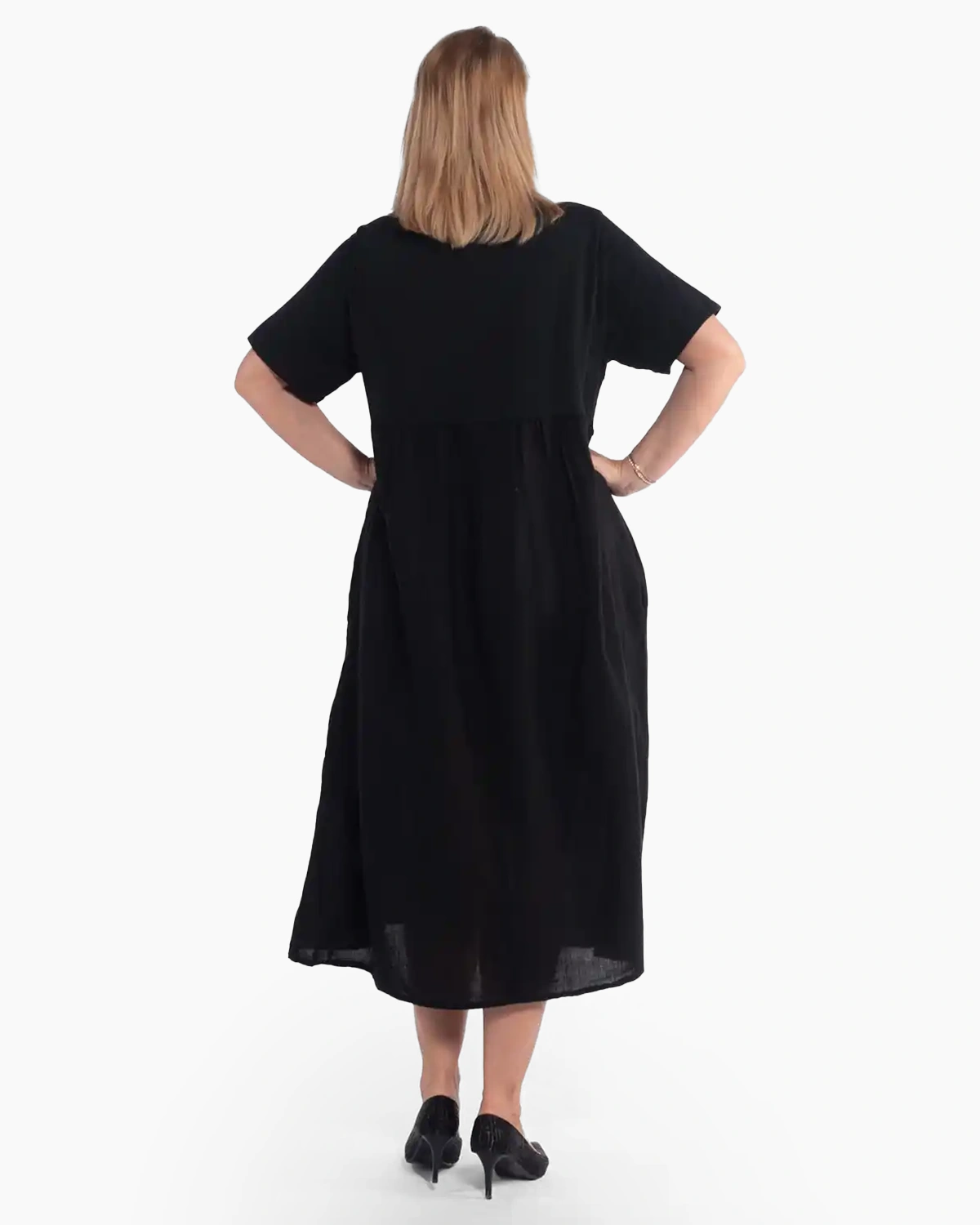 Rochie naturală midi din in cu flori macrame [2]
