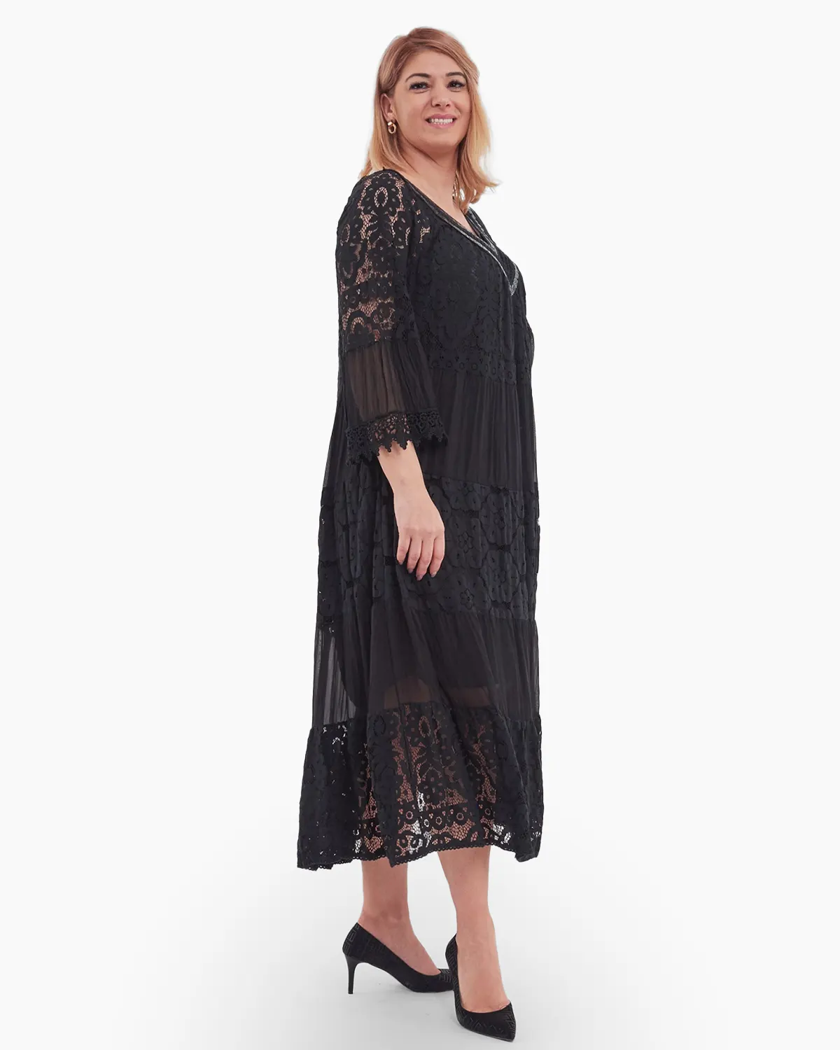 Rochie neagra cu matase si dantela [2]