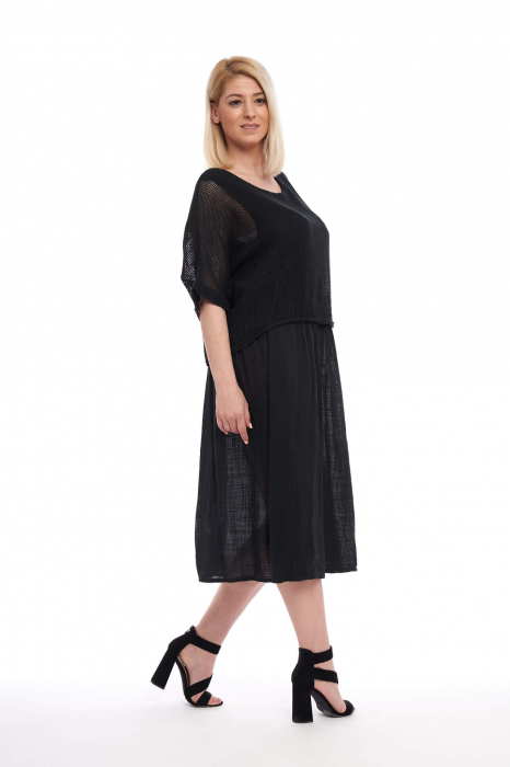 Rochie neagra din bumbac , cu plasa [4]