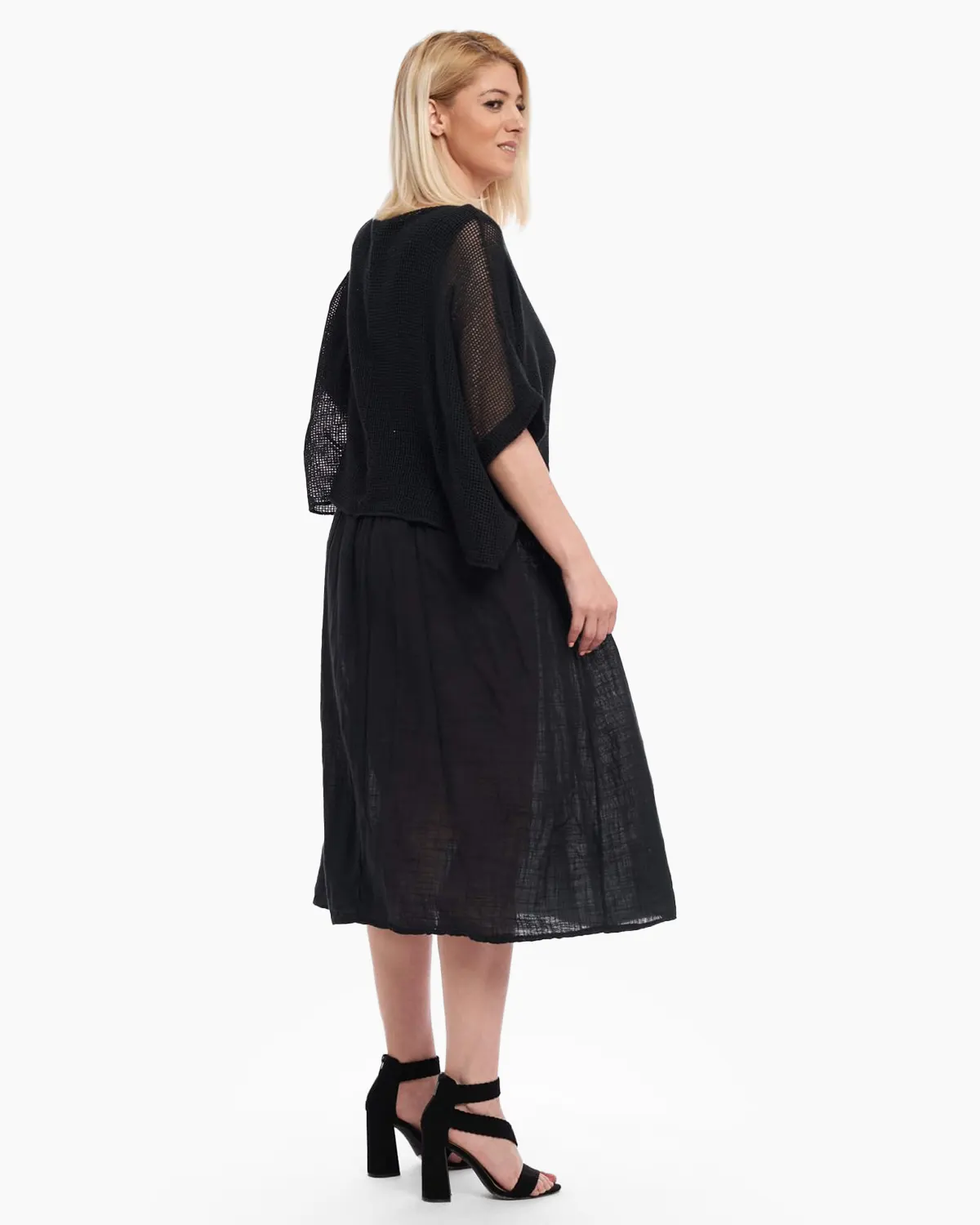 Rochie neagra din bumbac , cu plasa [3]