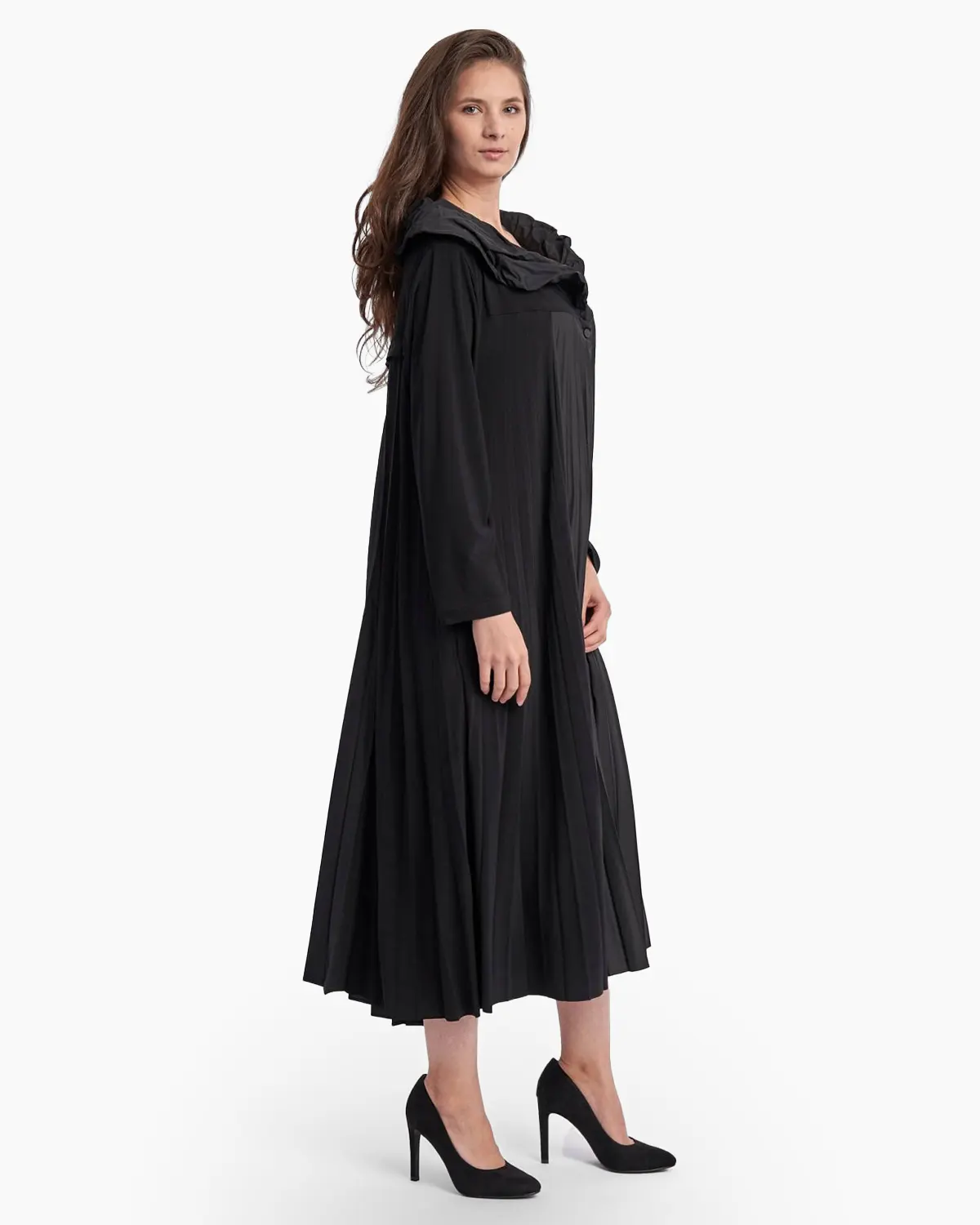 Rochie neagra, plisata, gen cardigan [2]