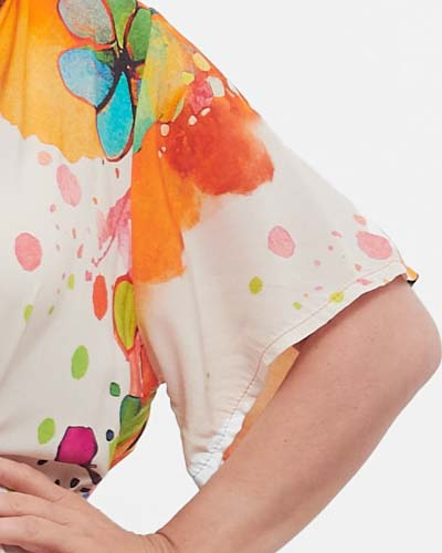 Rochie portocalie maxi smart casual cu imprimeu floral din vâscoză [4]