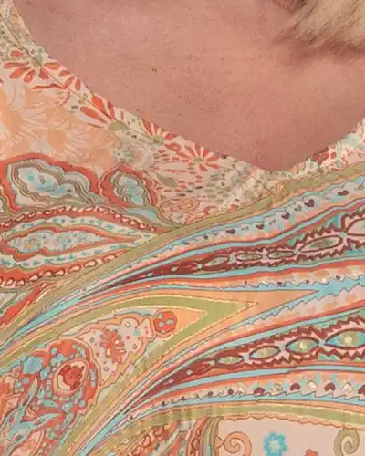 Rochie portocalie maxi stil boho din mătase cu imprimeu arabesque [3]