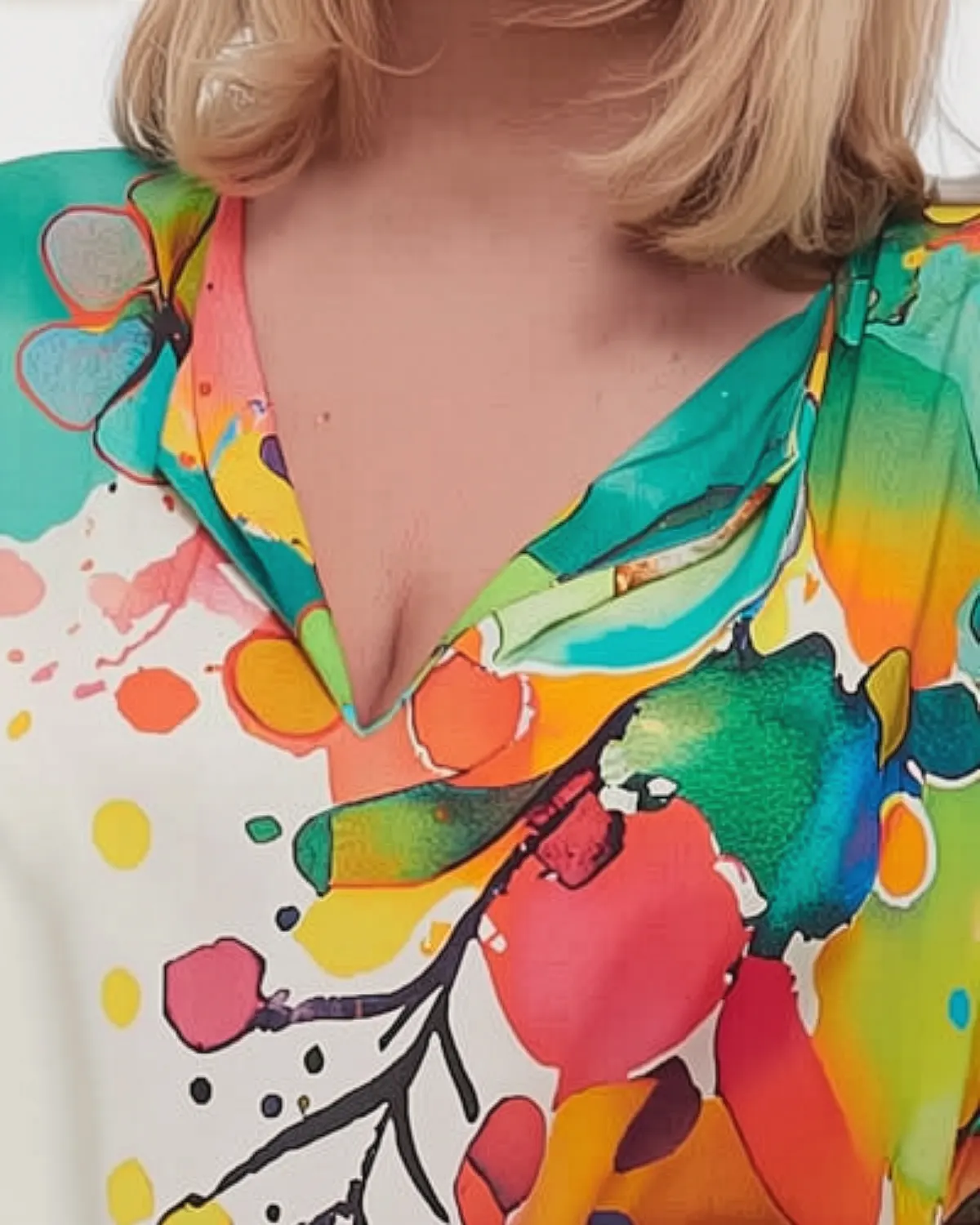 Rochie turcoaz maxi smart casual din vâscoză cu imprimeu floral și mâneci dolman [5]