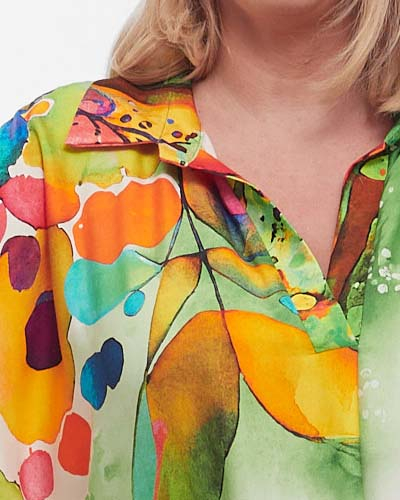 Rochie verde midi din vâscoză cu imprimeu floral stil smart casual plus-size [5]