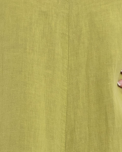 Salopetă din in verde lime cu buzunare și design lejer [4]