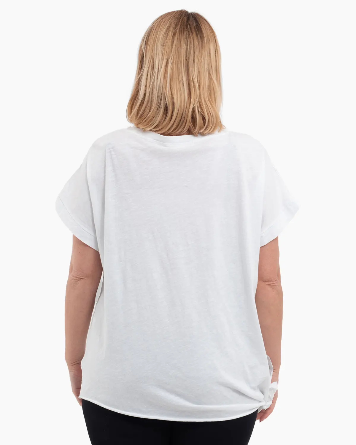 Tricou alb Fluture, din in si bumbac cu funda laterala [4]