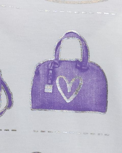 Tricou bumbac alb cu imprimeu accesorii, violet [2]