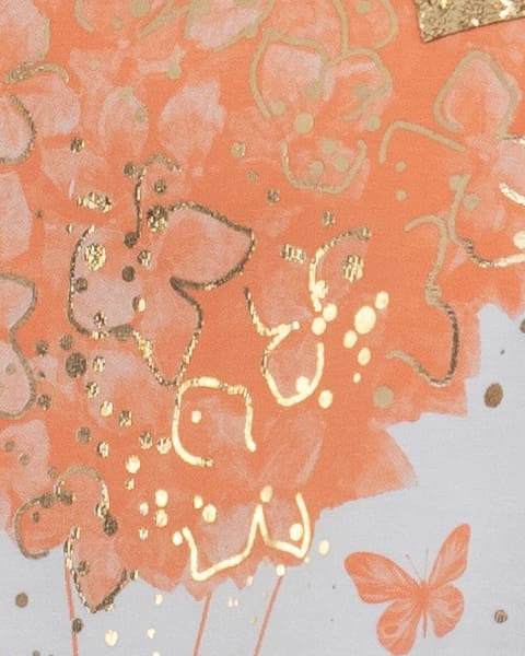 Tricou bumbac alb cu imprimeu balon din flori, orange [2]