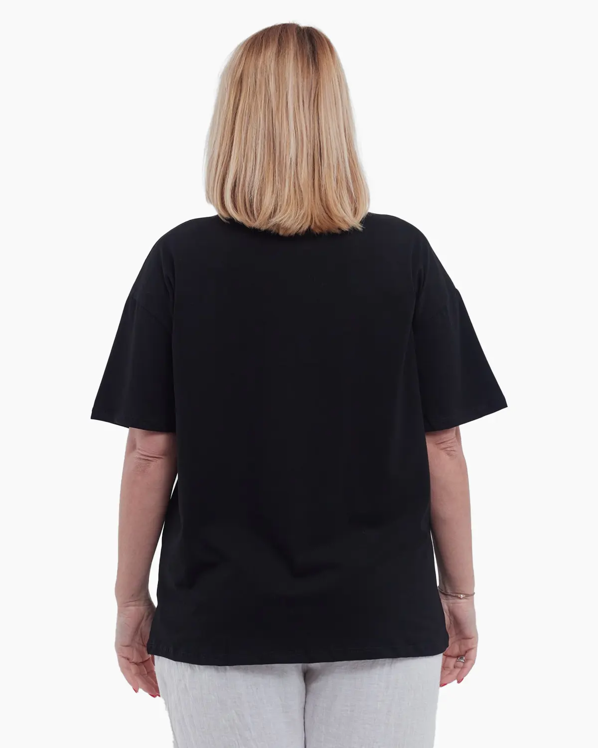 Tricou dama casual cu croiala lejera din bumbac usor elastic si aplicatii chic cirese ideal pentru vara negru [3]