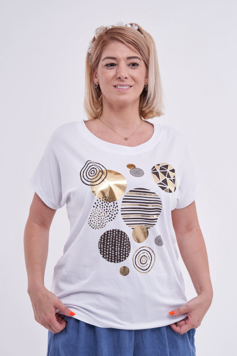 Tricou din bumbac cu imprimeu geometric [2]