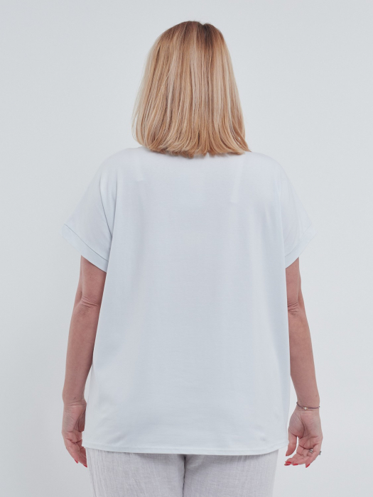 Tricou elegant de vara cu design inima aurie si umeri cazuti, din bumbac premium usor elastic, perfect pentru un look casual chic, alb [3]